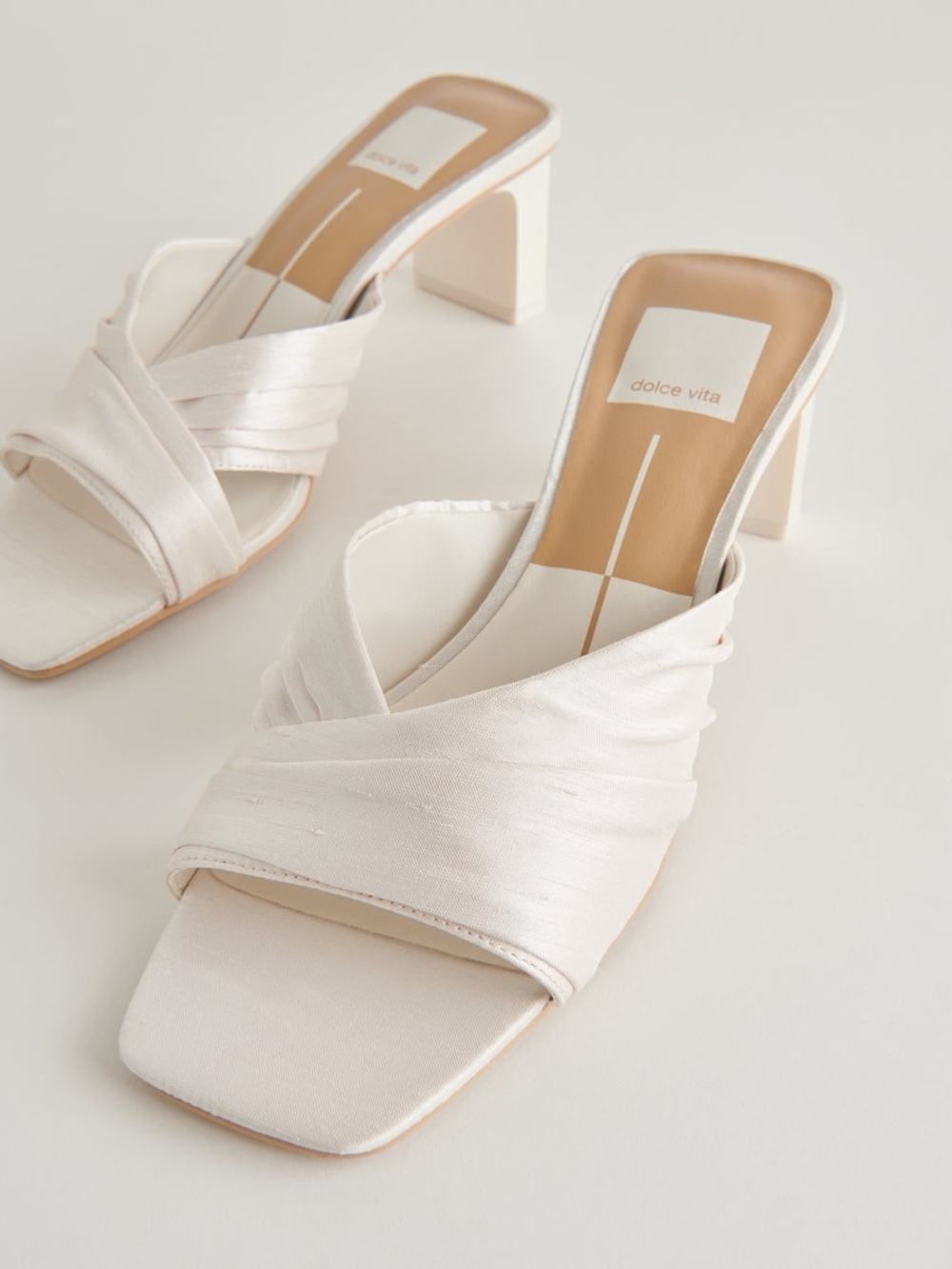 Ivory Satin Carlan Mules